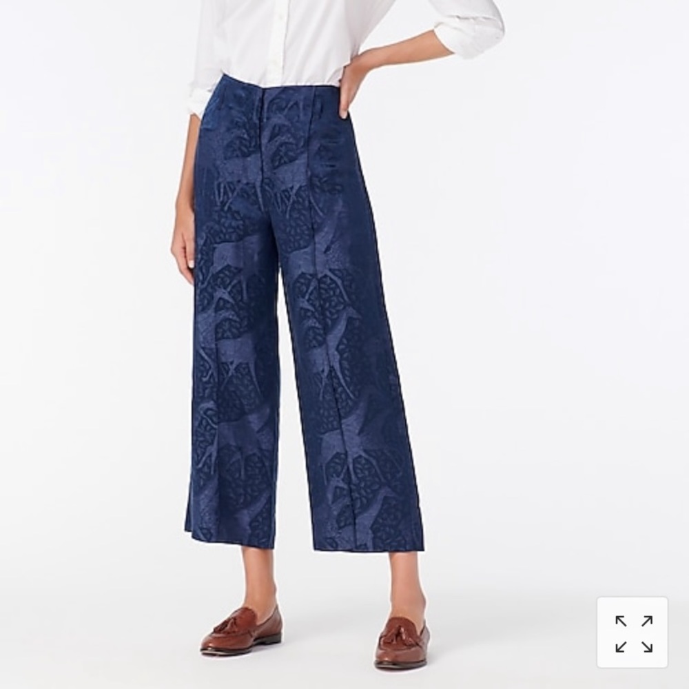 J. Crew Linen Silk Pants with Jacquard Giraffes